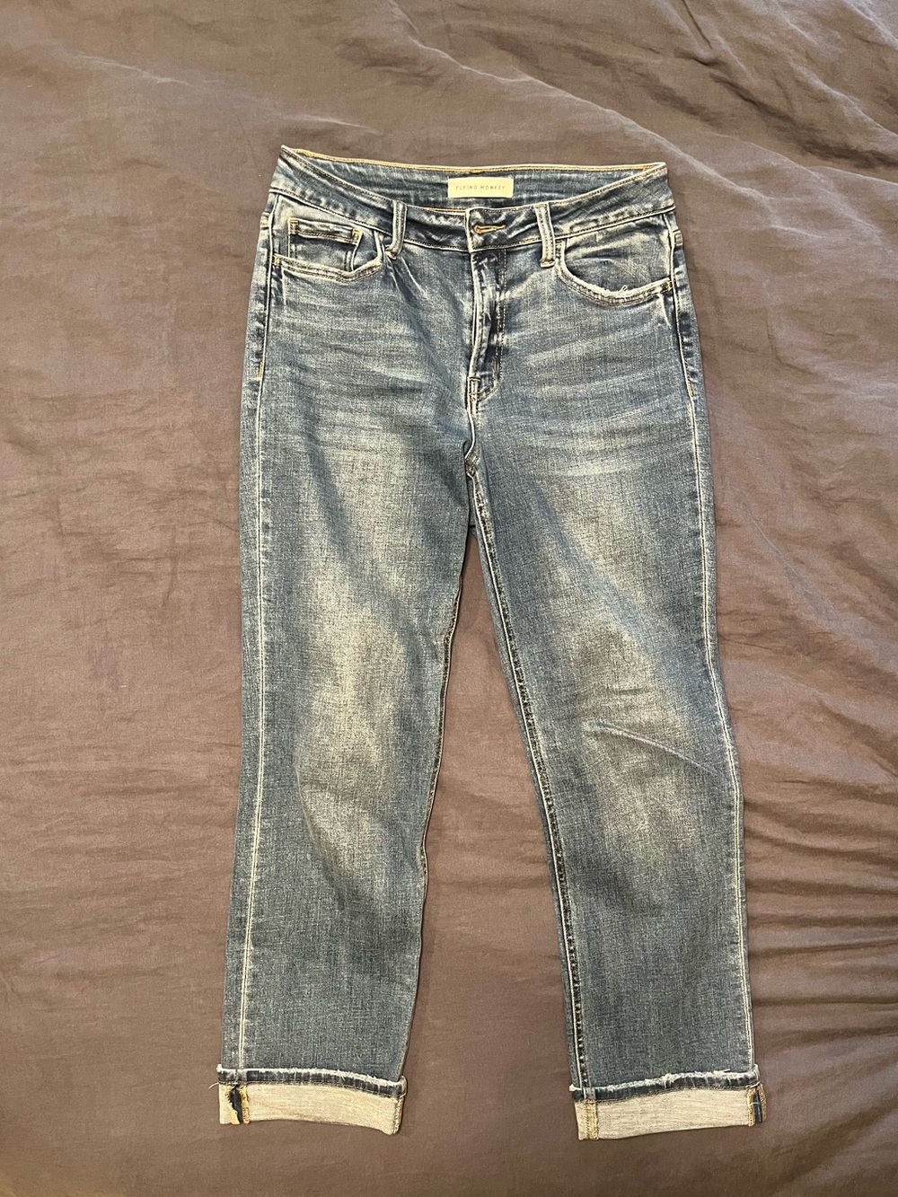 Flying Monkey Women's Straight Leg Jeans in Faded Blue